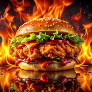 Chili cheese chicken burger