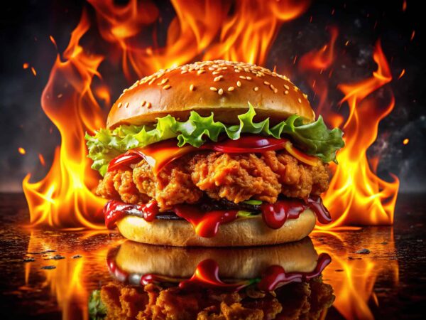 Chili cheese chicken burger